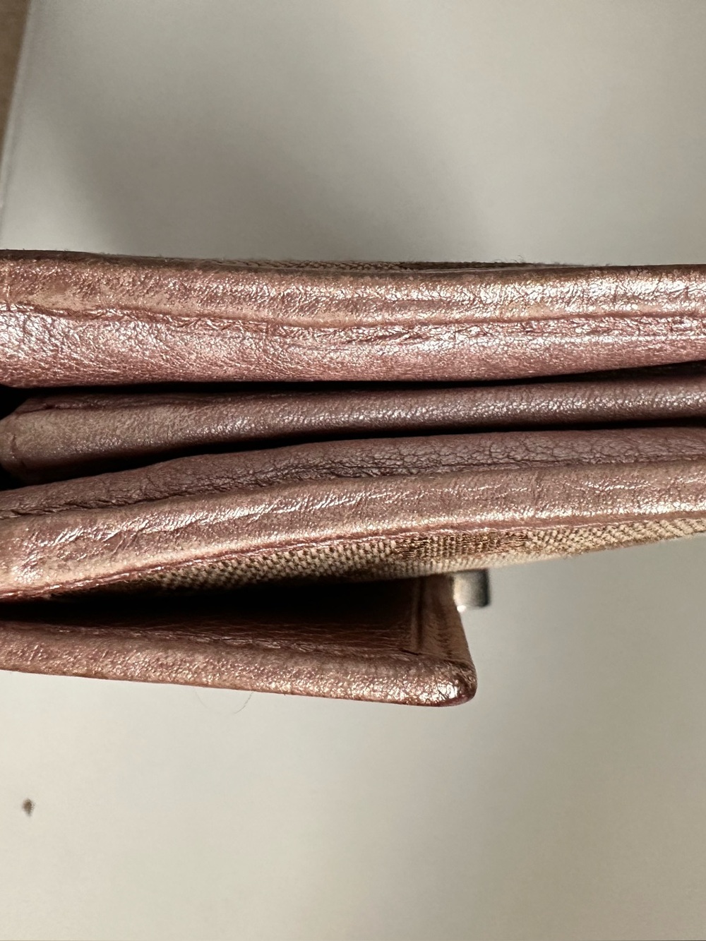 Authentic Gucci Brown Monogram Continental Wallet w/Metallic Taupe Strap & COA - Picture 7 of 16